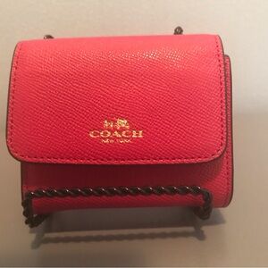 Coach Pebble Grain Pink Leather Accordion Wallet. New, Never Used.